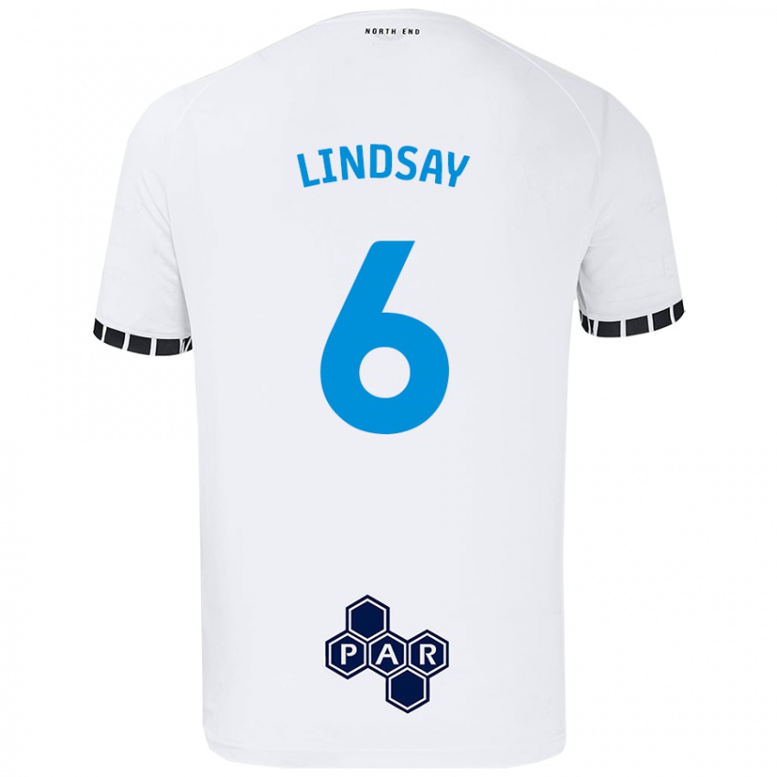 Niño Camiseta Liam Lindsay #6 Blanco 1ª Equipación 2024/25 La Camisa