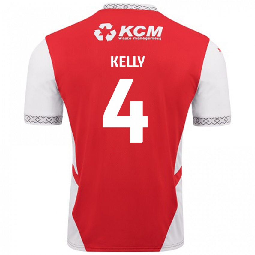 Niño Camiseta Liam Kelly #4 Rojo Blanco 1ª Equipación 2024/25 La Camisa