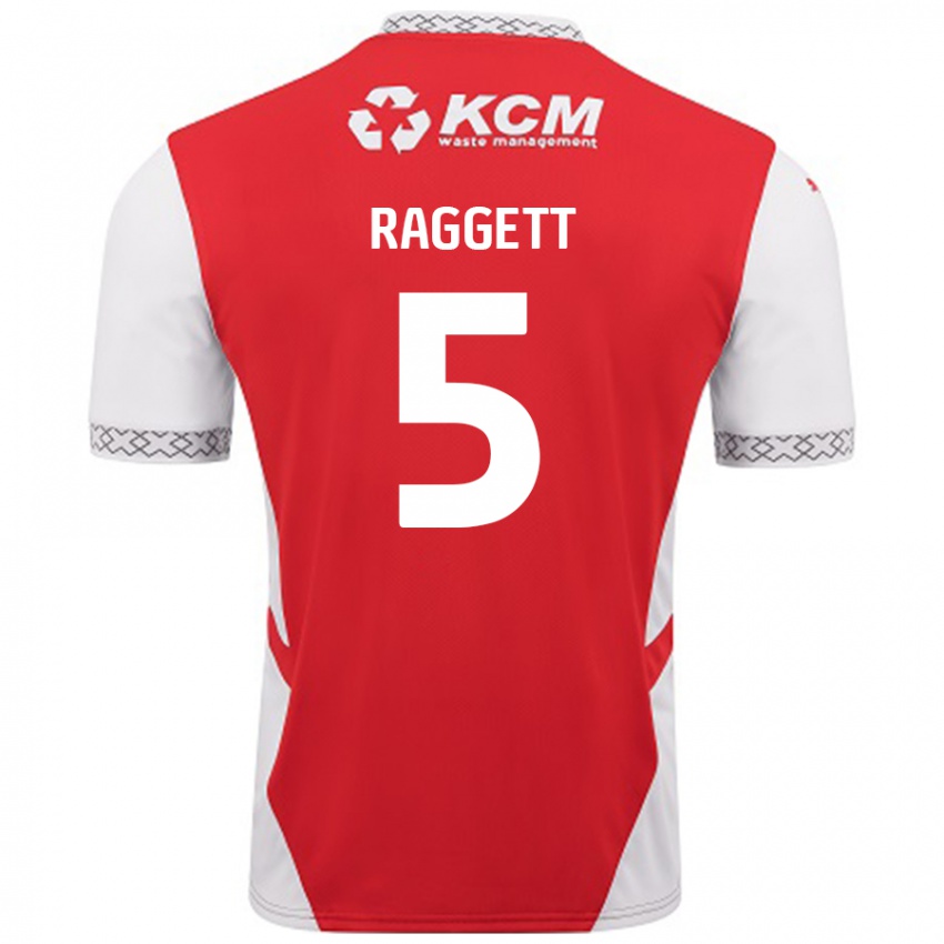 Niño Camiseta Sean Raggett #5 Rojo Blanco 1ª Equipación 2024/25 La Camisa