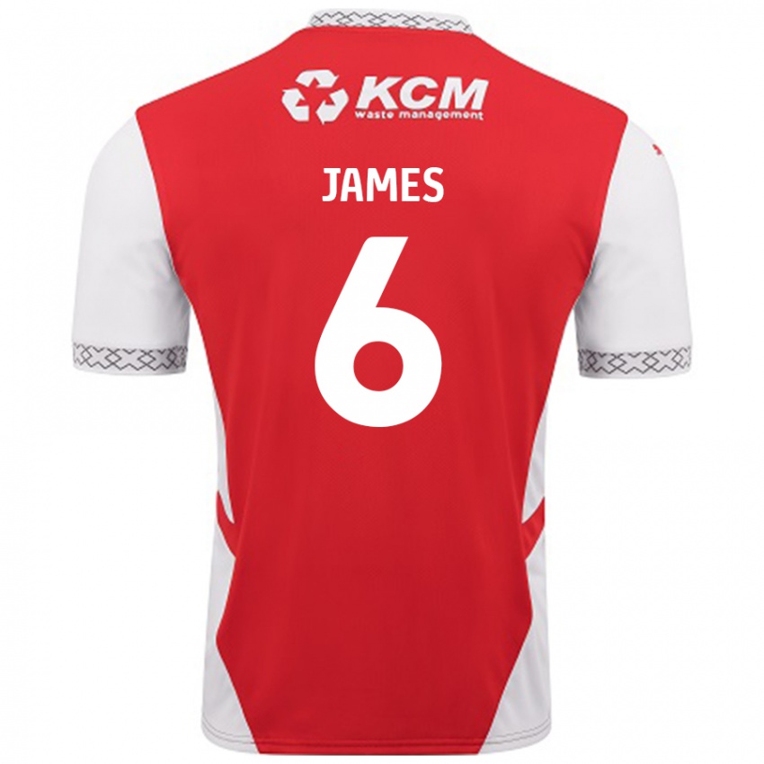 Niño Camiseta Reece James #6 Rojo Blanco 1ª Equipación 2024/25 La Camisa