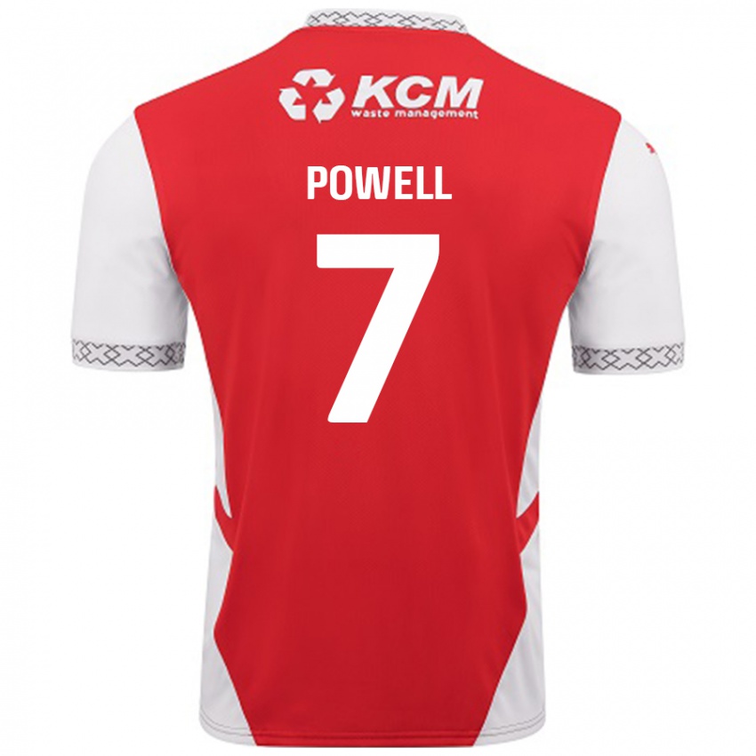 Niño Camiseta Joe Powell #7 Rojo Blanco 1ª Equipación 2024/25 La Camisa