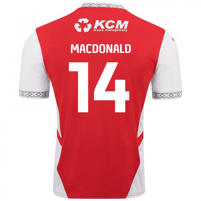 Niño Camiseta Alex Macdonald #14 Rojo Blanco 1ª Equipación 2024/25 La Camisa