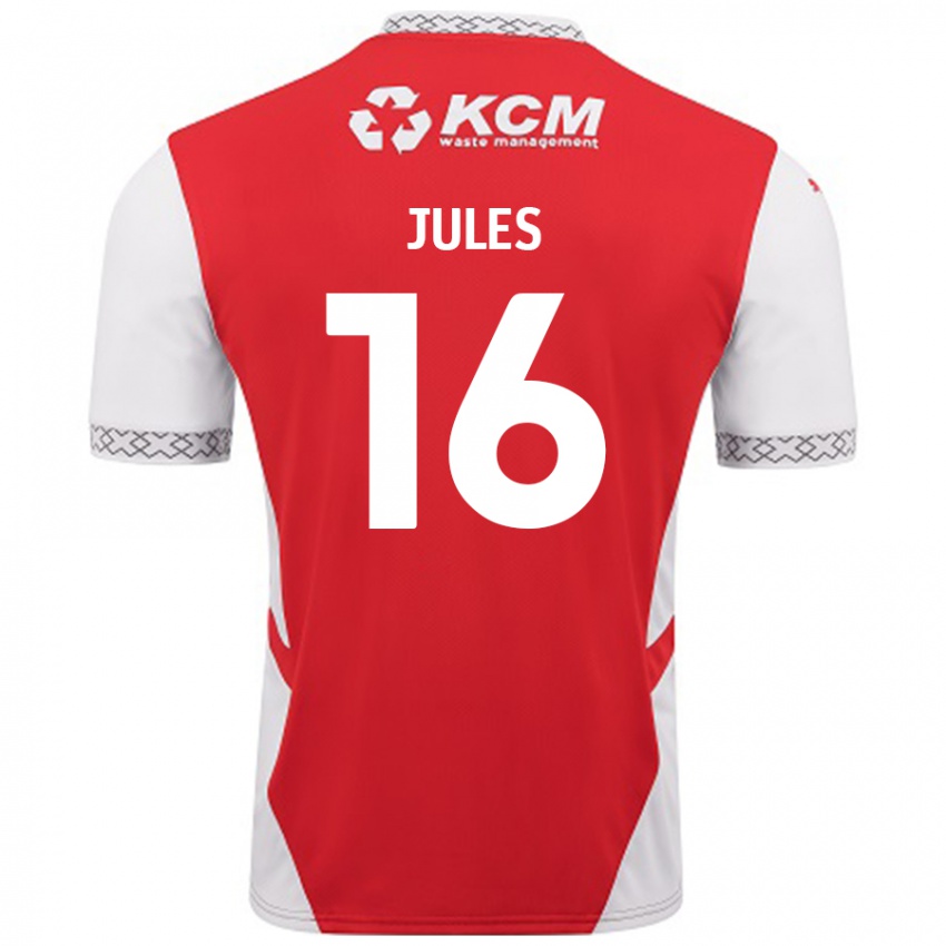 Niño Camiseta Zak Jules #16 Rojo Blanco 1ª Equipación 2024/25 La Camisa