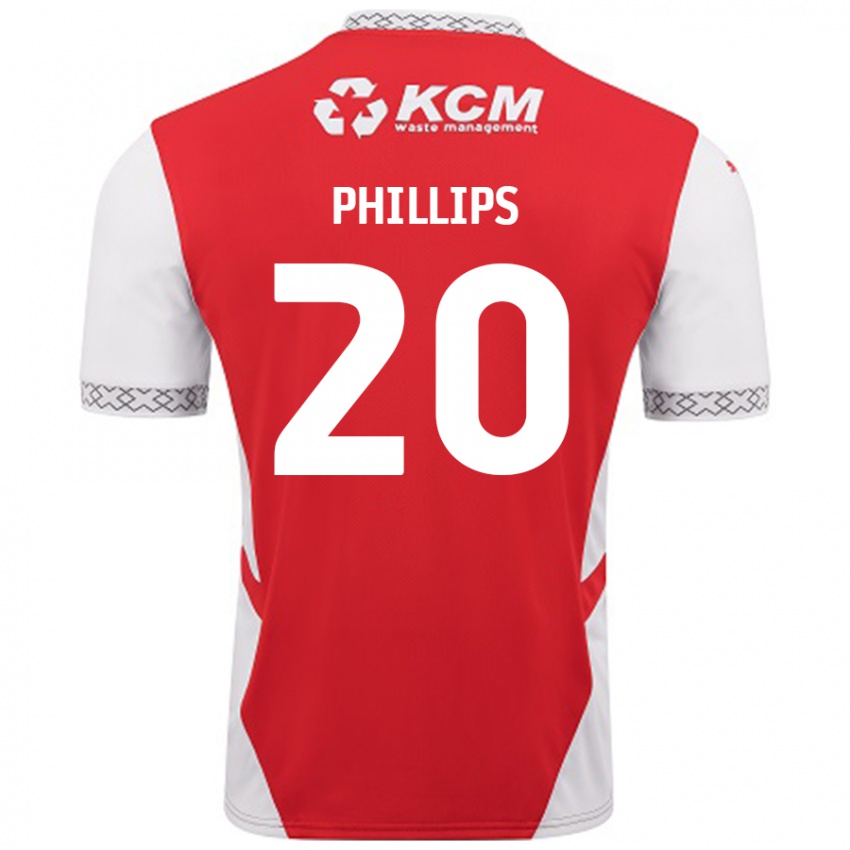 Niño Camiseta Dillon Phillips #20 Rojo Blanco 1ª Equipación 2024/25 La Camisa