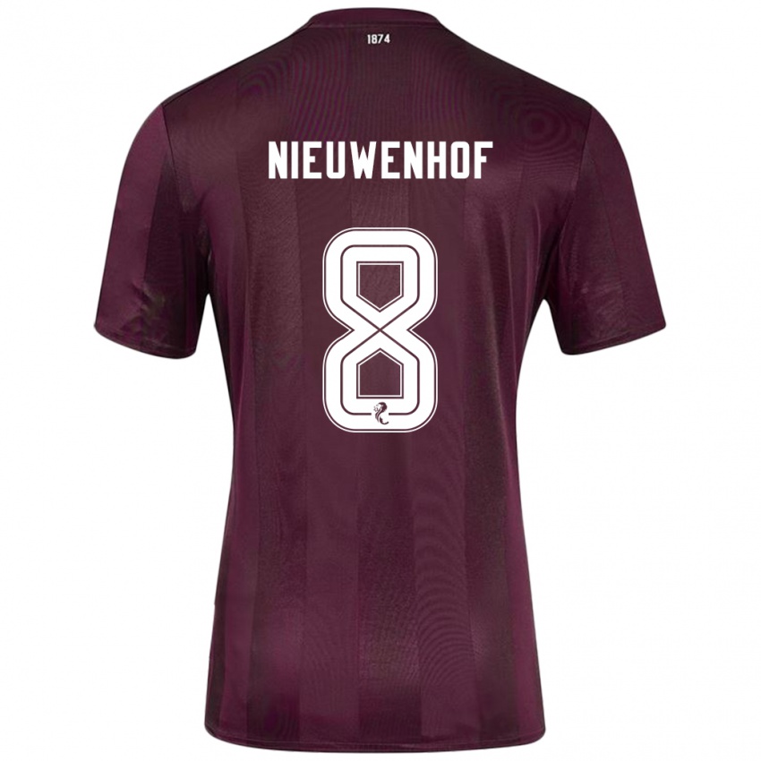 Niño Camiseta Calem Nieuwenhof #8 Borgoña 1ª Equipación 2024/25 La Camisa