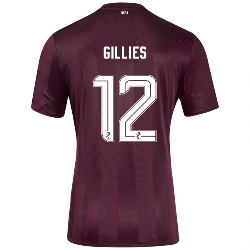 Niño Camiseta Matthew Gillies #12 Borgoña 1ª Equipación 2024/25 La Camisa