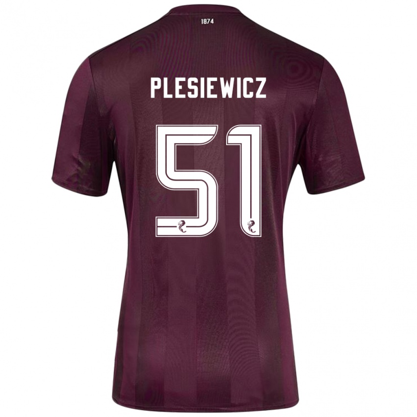 Niño Camiseta Szymon Plesiewicz #51 Borgoña 1ª Equipación 2024/25 La Camisa