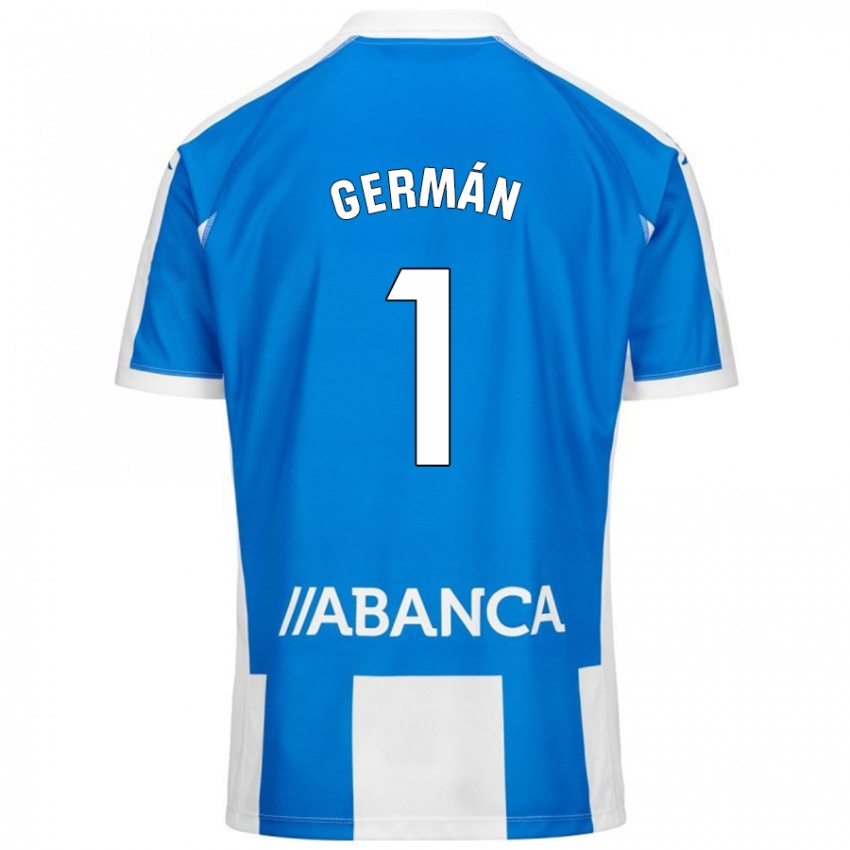 Niño Camiseta Germán Parreño #1 Azul Blanco 1ª Equipación 2024/25 La Camisa