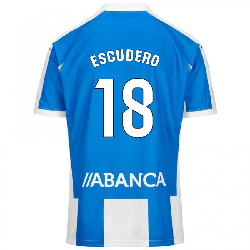 Niño Camiseta Sergio Escudero #18 Azul Blanco 1ª Equipación 2024/25 La Camisa