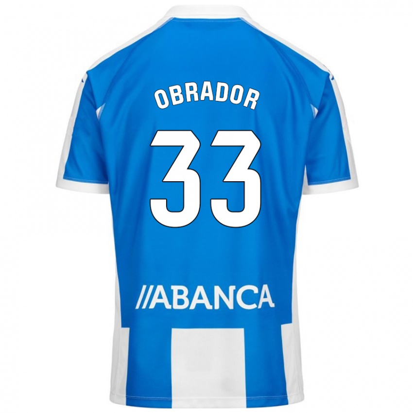 Niño Camiseta Rafel Obrador #33 Azul Blanco 1ª Equipación 2024/25 La Camisa