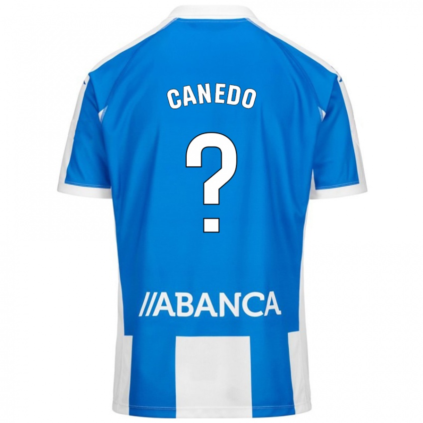 Niño Camiseta Damián Canedo #0 Azul Blanco 1ª Equipación 2024/25 La Camisa