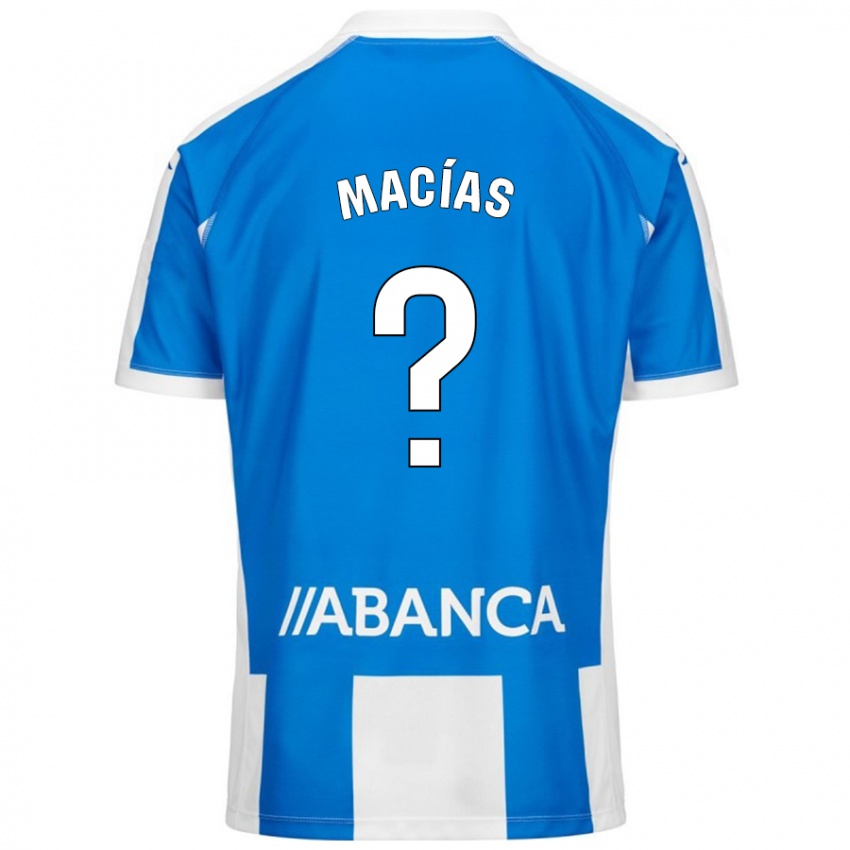 Niño Camiseta Luisao Macías #0 Azul Blanco 1ª Equipación 2024/25 La Camisa