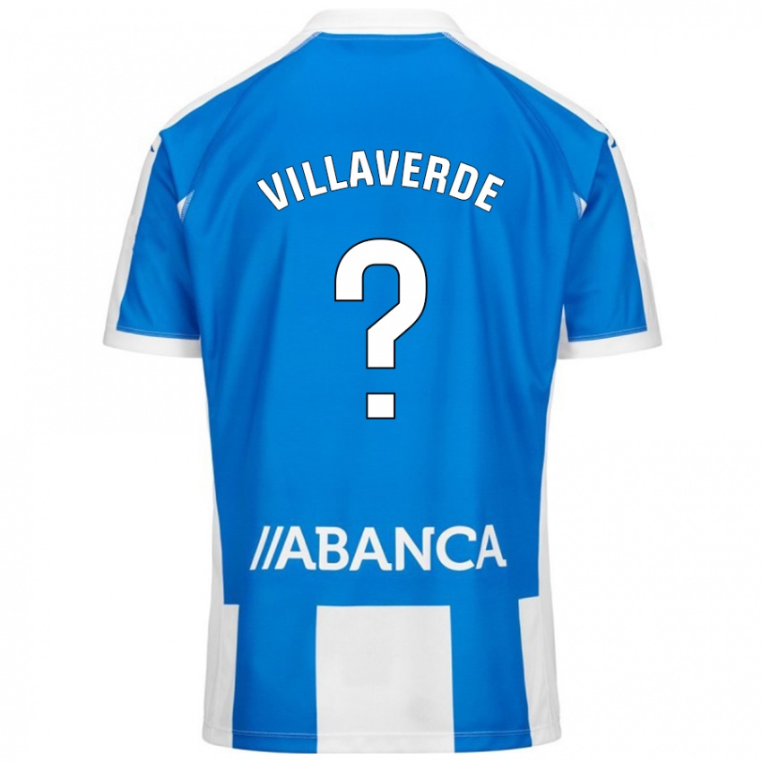 Niño Camiseta Hugo Villaverde #0 Azul Blanco 1ª Equipación 2024/25 La Camisa