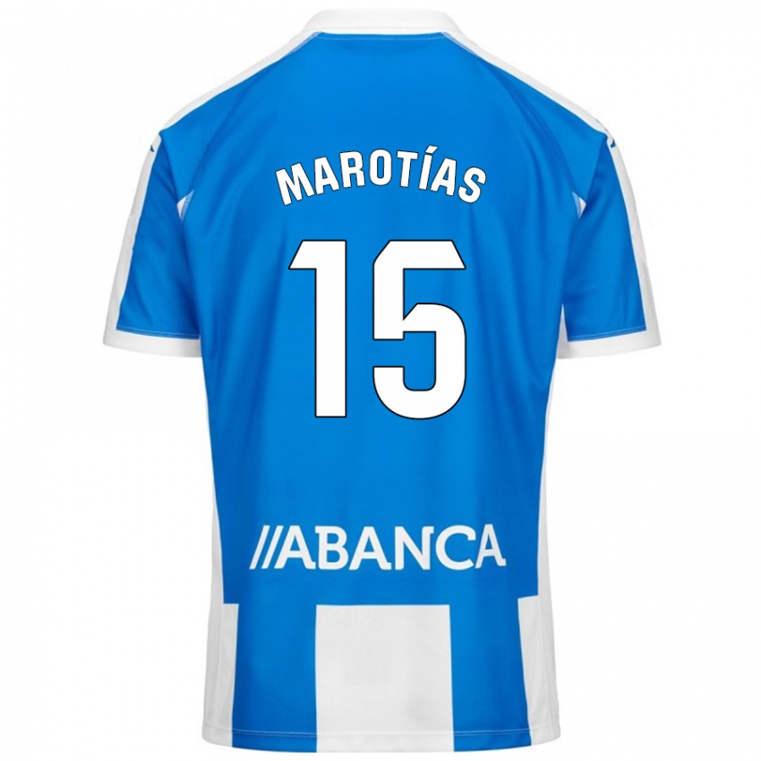 Niño Camiseta Oscar Marotías #15 Azul Blanco 1ª Equipación 2024/25 La Camisa