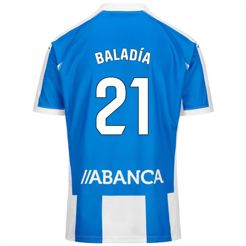 Niño Camiseta Álvaro Baladía #21 Azul Blanco 1ª Equipación 2024/25 La Camisa