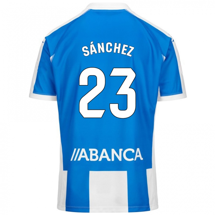 Niño Camiseta Kevin Sánchez #23 Azul Blanco 1ª Equipación 2024/25 La Camisa