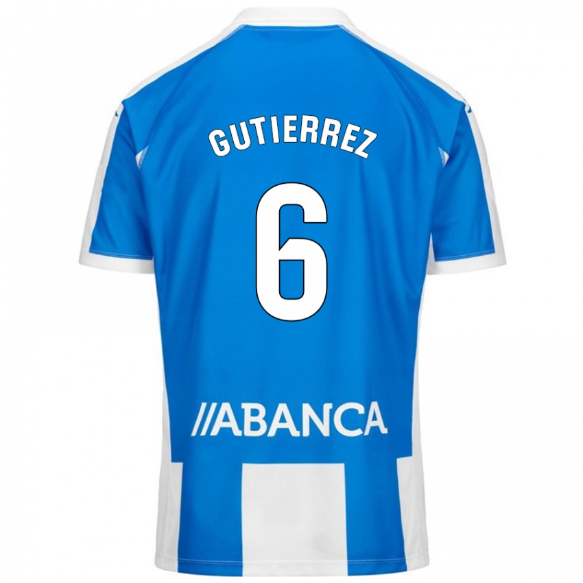 Niño Camiseta Paula Gutiérrez #6 Azul Blanco 1ª Equipación 2024/25 La Camisa