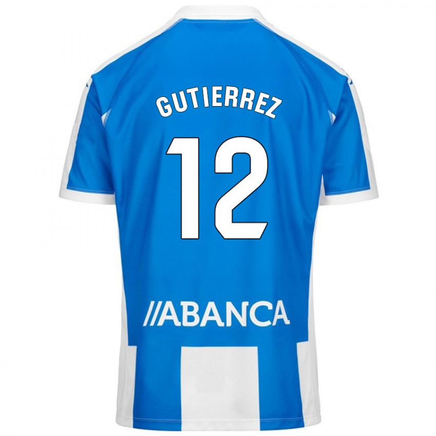 Niño Camiseta Laura Gutiérrez #12 Azul Blanco 1ª Equipación 2024/25 La Camisa