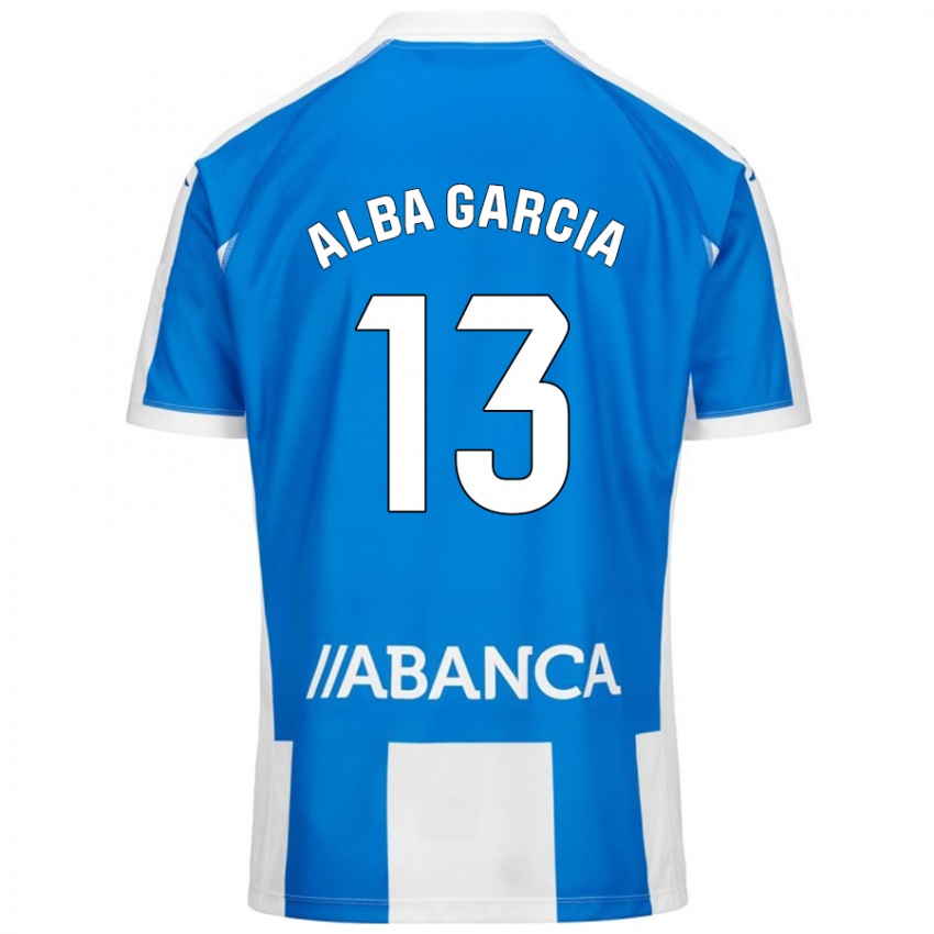 Niño Camiseta Lucía Alba García #13 Azul Blanco 1ª Equipación 2024/25 La Camisa