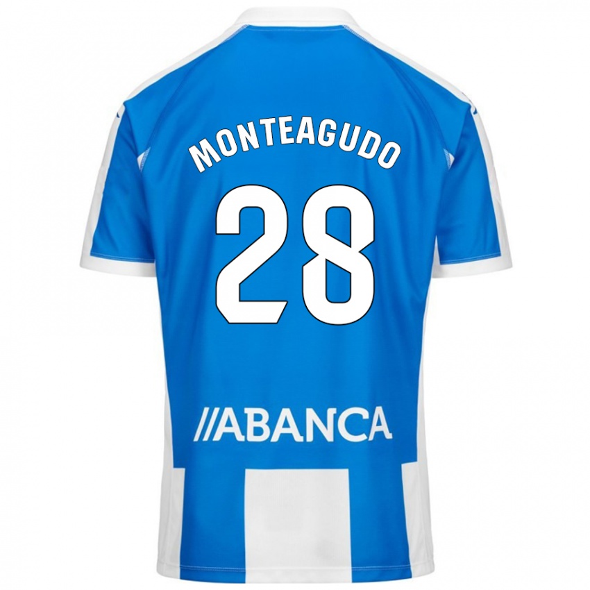 Niño Camiseta Paula Monteagudo #28 Azul Blanco 1ª Equipación 2024/25 La Camisa