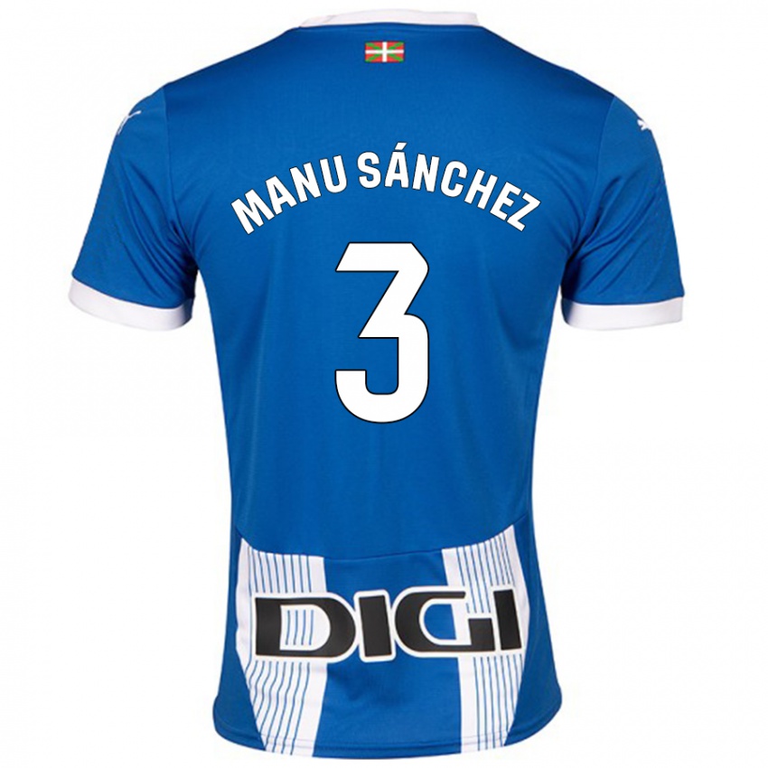 Niño Camiseta Manu Sanchez #3 Azul 1ª Equipación 2024/25 La Camisa