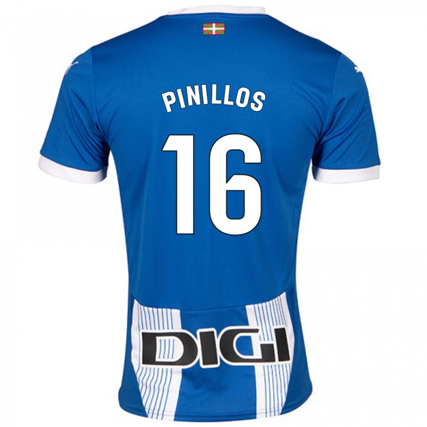 Niño Camiseta Lander Pinillos #16 Azul 1ª Equipación 2024/25 La Camisa