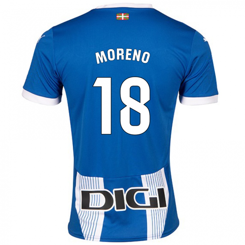 Niño Camiseta Laura Moreno #18 Azul 1ª Equipación 2024/25 La Camisa