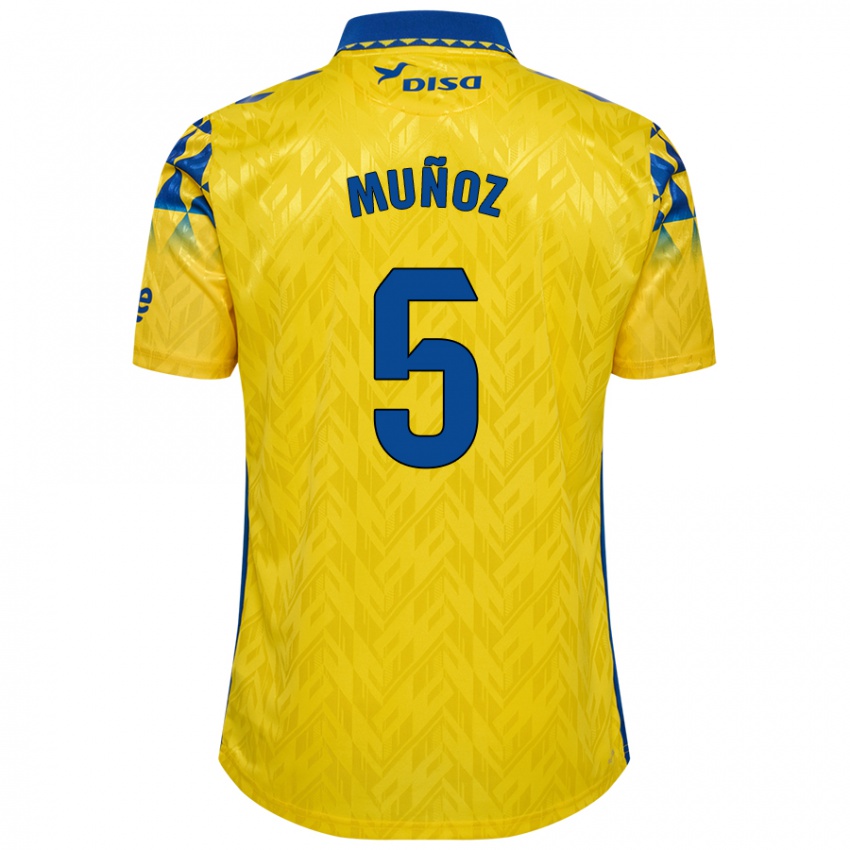 Niño Camiseta Javi Muñoz #5 Amarillo Azul 1ª Equipación 2024/25 La Camisa