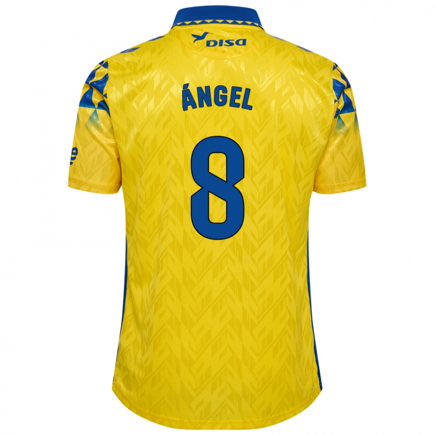 Niño Camiseta José Ángel #8 Amarillo Azul 1ª Equipación 2024/25 La Camisa