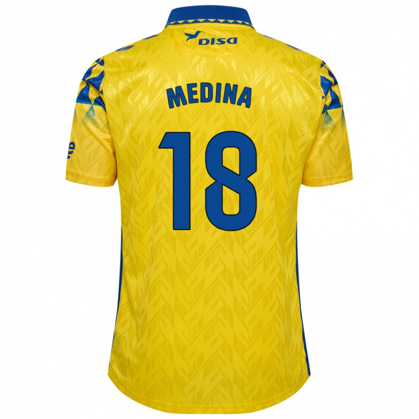 Niño Camiseta Iván Medina #18 Amarillo Azul 1ª Equipación 2024/25 La Camisa