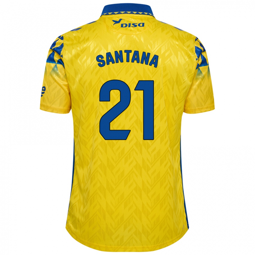 Niño Camiseta Yadam Santana #21 Amarillo Azul 1ª Equipación 2024/25 La Camisa