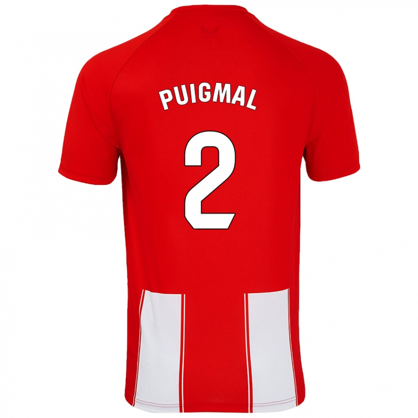 Niño Camiseta Arnau Puigmal #2 Rojo Blanco 1ª Equipación 2024/25 La Camisa