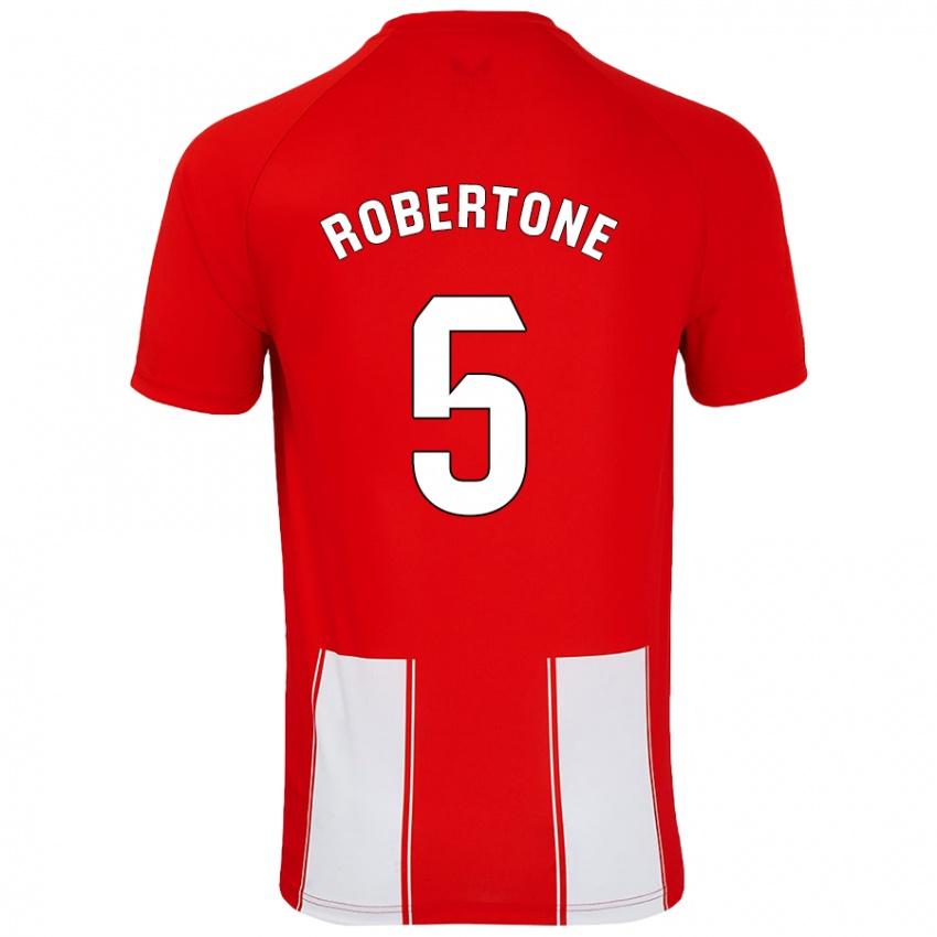 Niño Camiseta Lucas Robertone #5 Rojo Blanco 1ª Equipación 2024/25 La Camisa