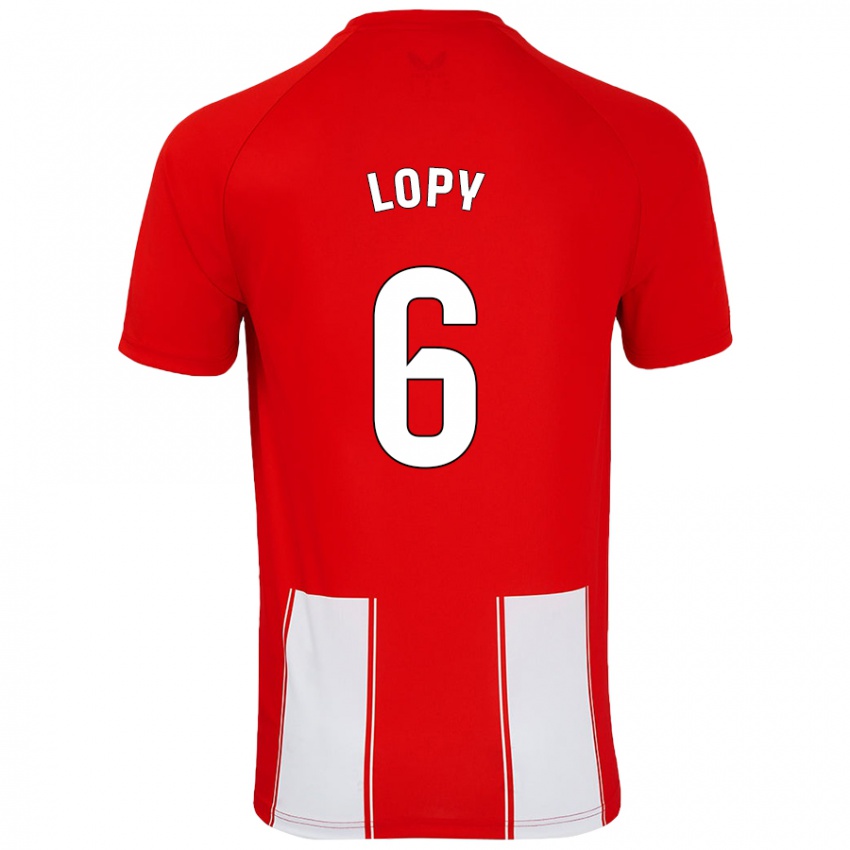 Niño Camiseta Dion Lopy #6 Rojo Blanco 1ª Equipación 2024/25 La Camisa