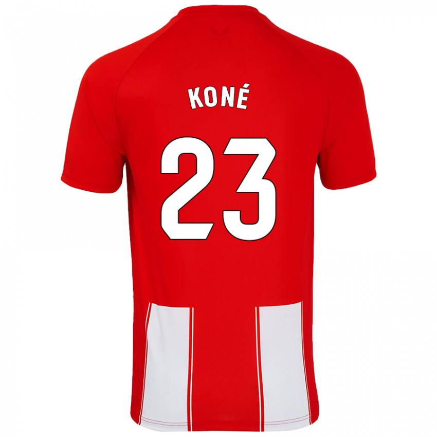 Niño Camiseta Ibrahima Koné #23 Rojo Blanco 1ª Equipación 2024/25 La Camisa