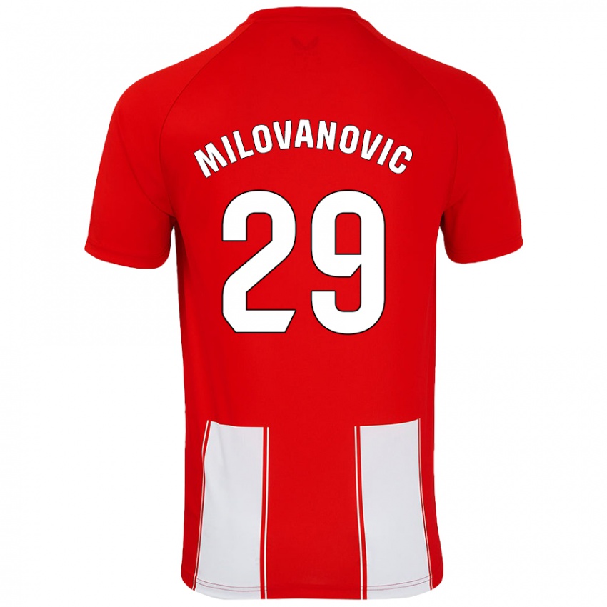 Niño Camiseta Marko Milovanovic #29 Rojo Blanco 1ª Equipación 2024/25 La Camisa