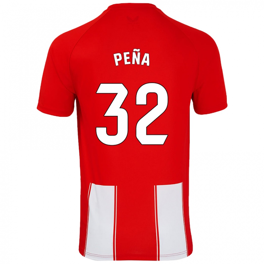 Niño Camiseta Marcos Peña #32 Rojo Blanco 1ª Equipación 2024/25 La Camisa