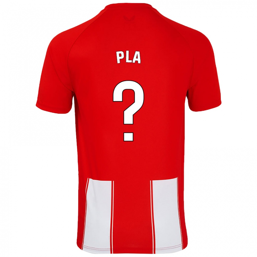 Niño Camiseta Edu Pla #0 Rojo Blanco 1ª Equipación 2024/25 La Camisa