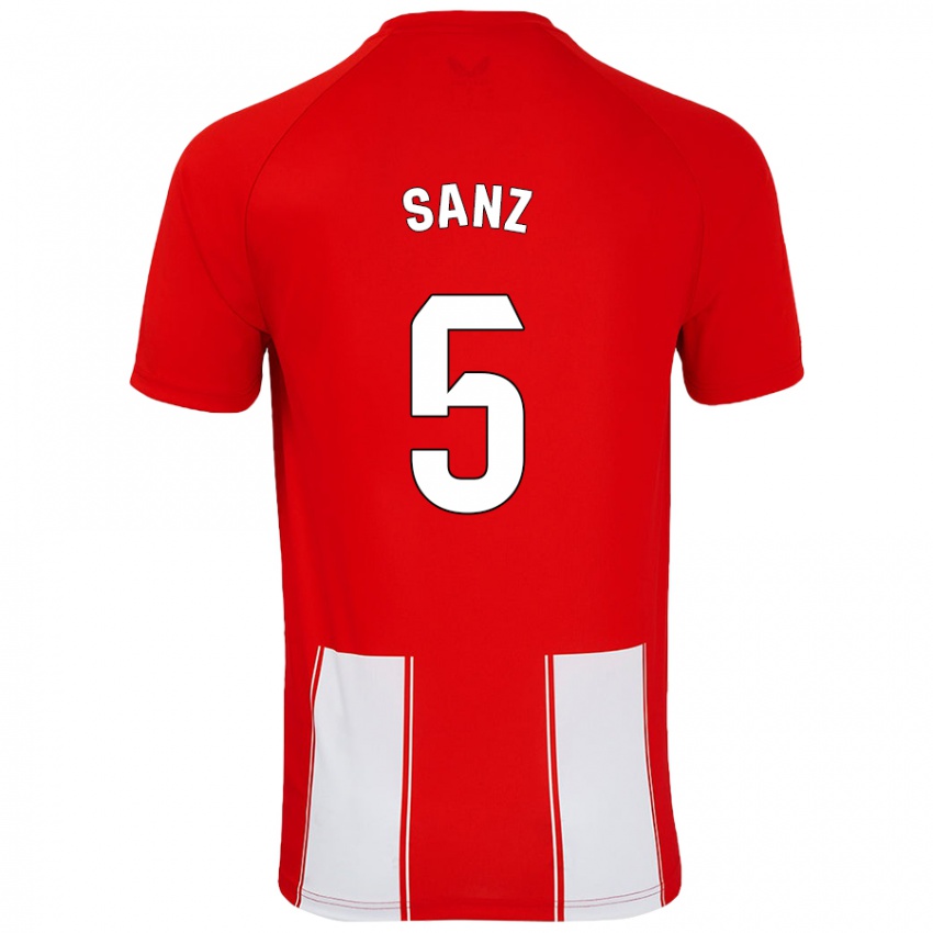 Niño Camiseta Paco Sanz #5 Rojo Blanco 1ª Equipación 2024/25 La Camisa