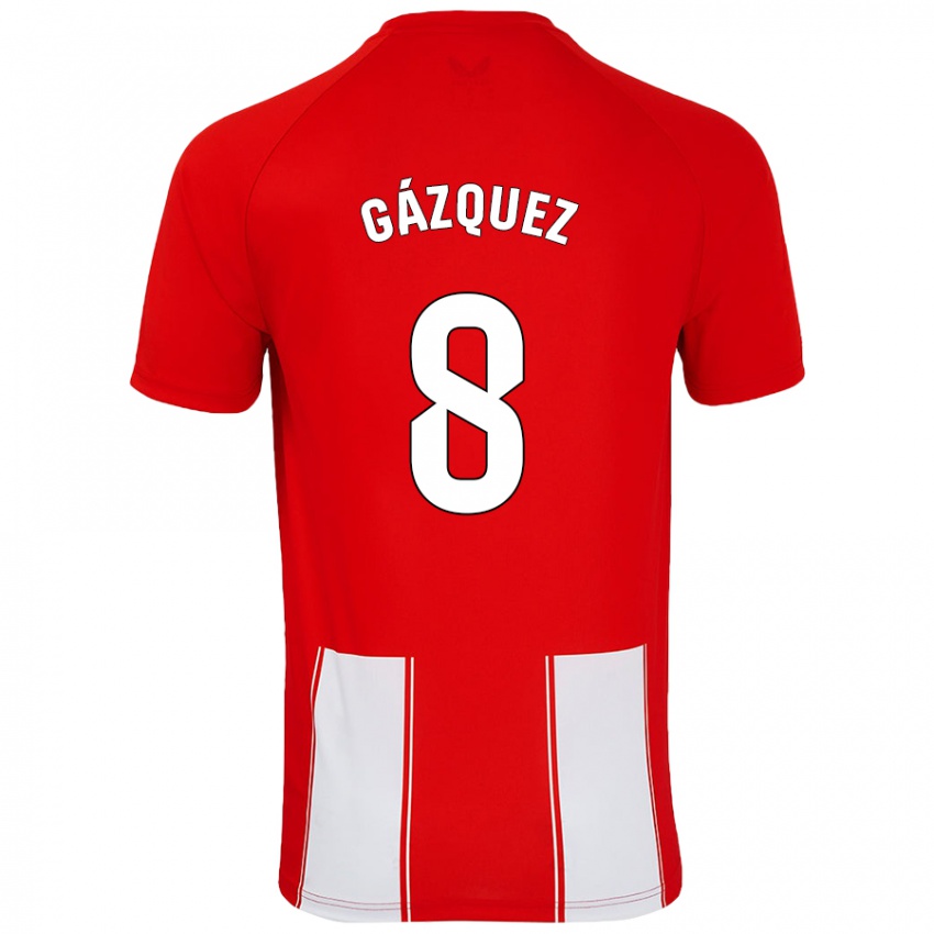 Niño Camiseta Joan Gázquez #8 Rojo Blanco 1ª Equipación 2024/25 La Camisa