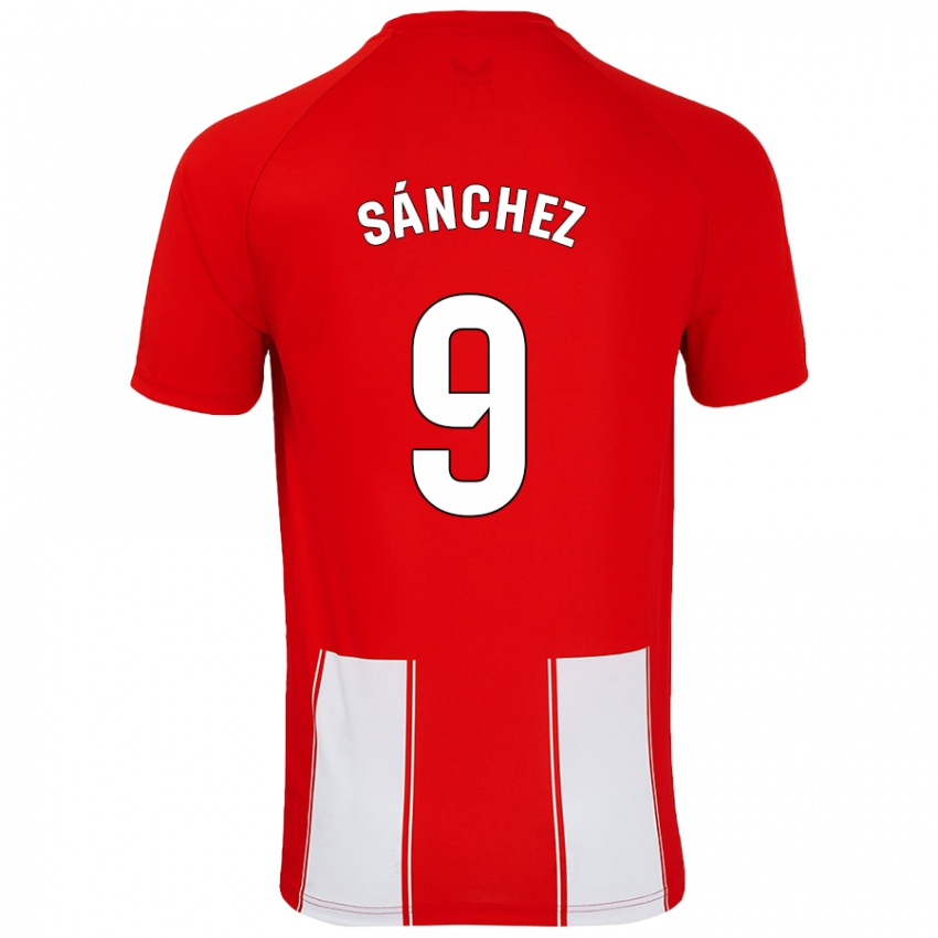 Niño Camiseta Loren Sánchez #9 Rojo Blanco 1ª Equipación 2024/25 La Camisa