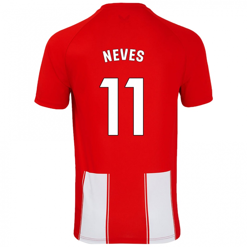 Niño Camiseta Hugo Neves #11 Rojo Blanco 1ª Equipación 2024/25 La Camisa