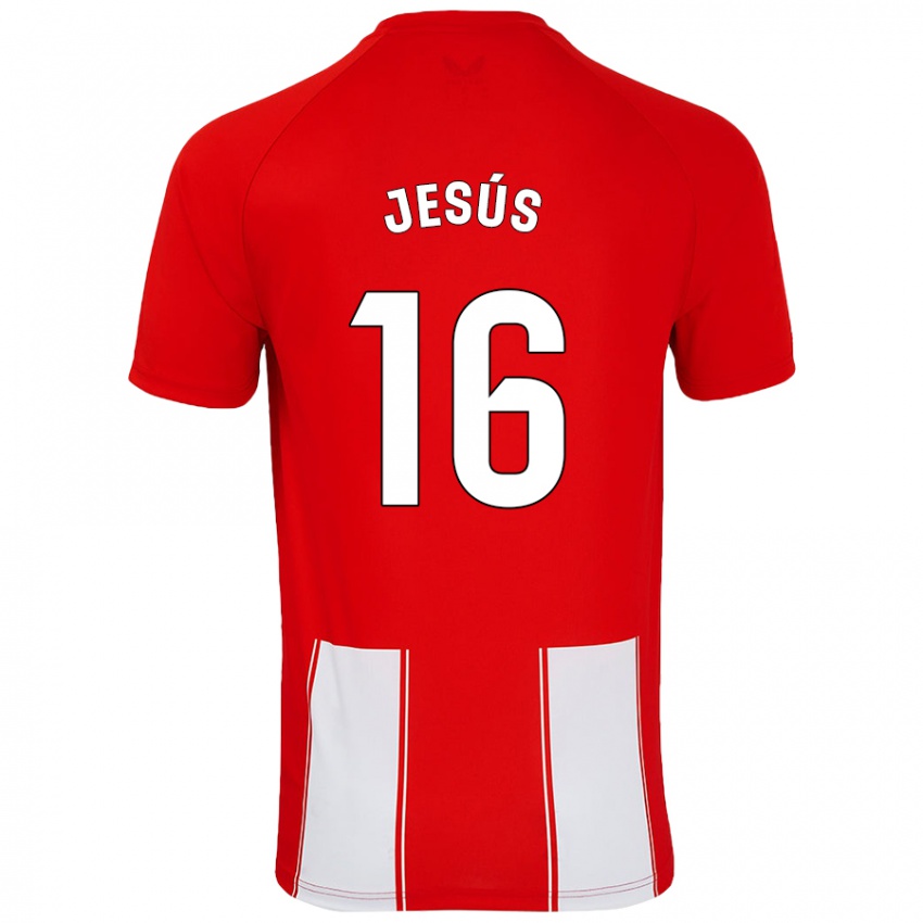 Niño Camiseta Antonio Jesús #16 Rojo Blanco 1ª Equipación 2024/25 La Camisa