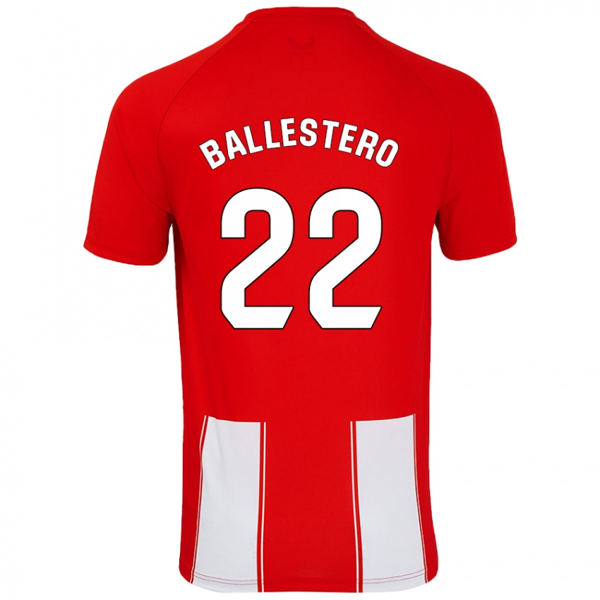 Niño Camiseta Carlos Ballestero #22 Rojo Blanco 1ª Equipación 2024/25 La Camisa