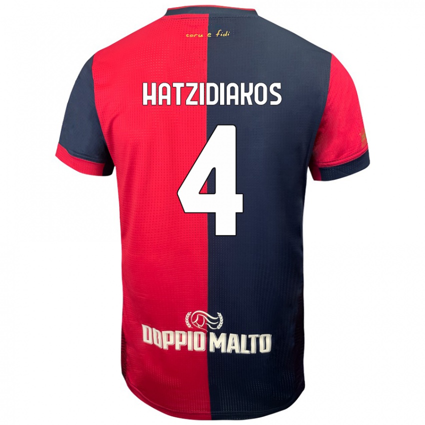 Niño Camiseta Pantelis Hatzidiakos #4 Rojo Azul Más Oscuro 1ª Equipación 2024/25 La Camisa