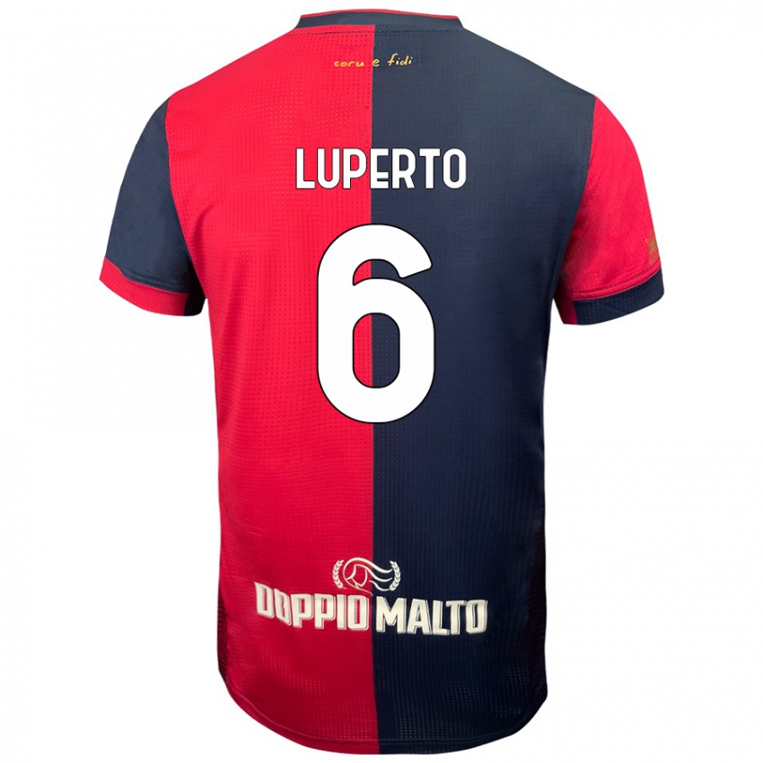 Niño Camiseta Sebastiano Luperto #6 Rojo Azul Más Oscuro 1ª Equipación 2024/25 La Camisa