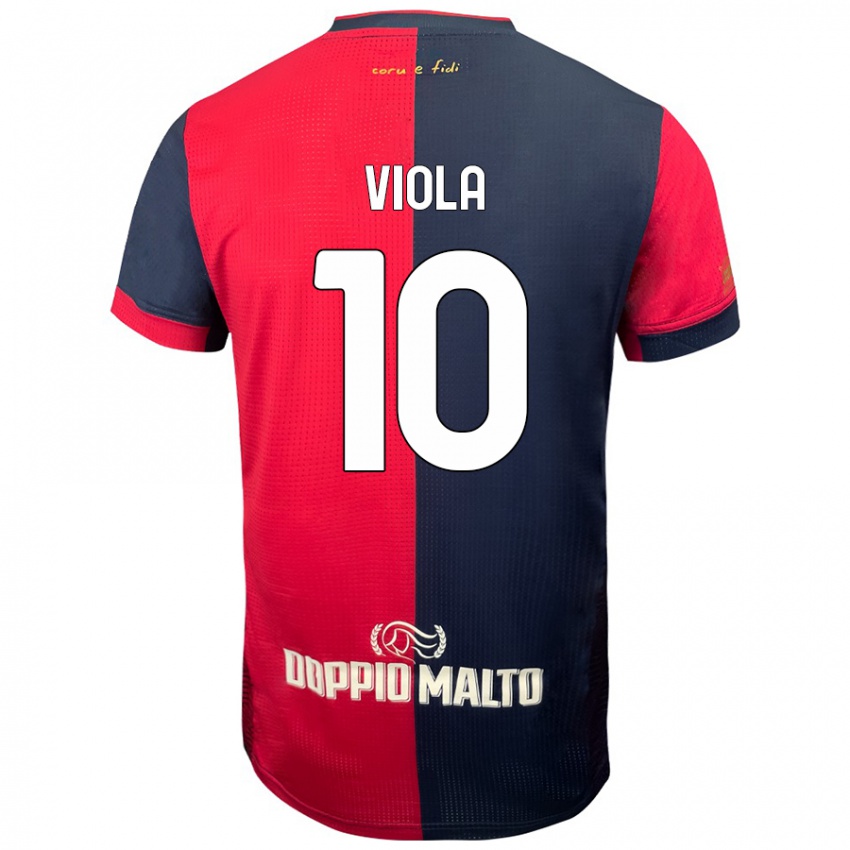 Niño Camiseta Nicolas Viola #10 Rojo Azul Más Oscuro 1ª Equipación 2024/25 La Camisa