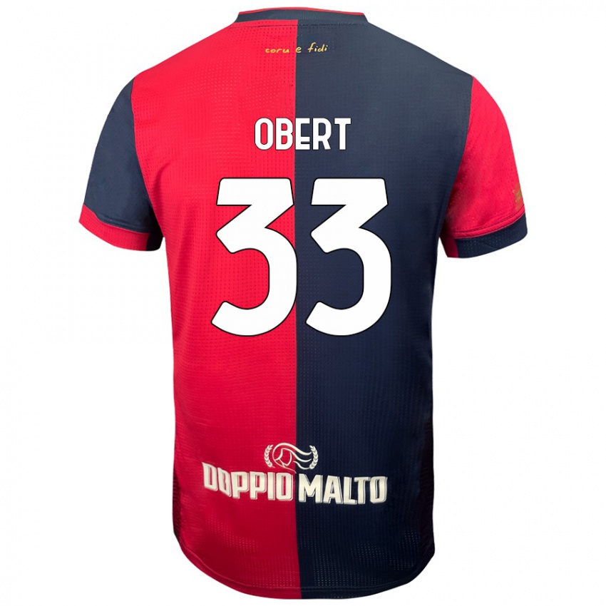 Niño Camiseta Adam Obert #33 Rojo Azul Más Oscuro 1ª Equipación 2024/25 La Camisa