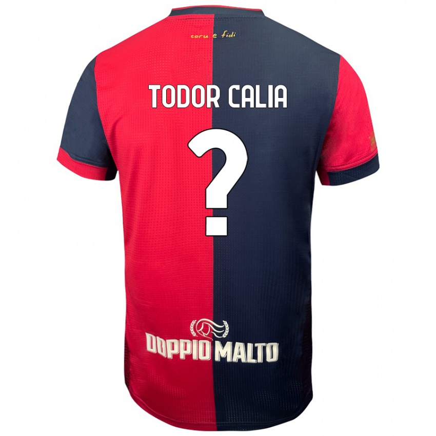 Niño Camiseta Francesco Todor Calia #0 Rojo Azul Más Oscuro 1ª Equipación 2024/25 La Camisa