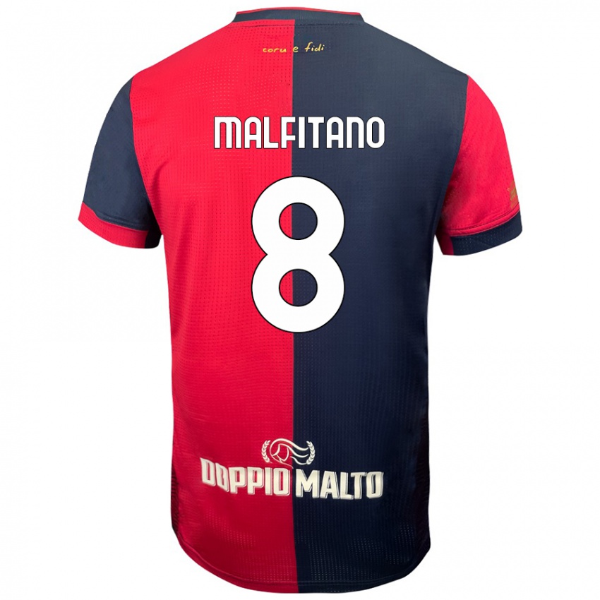 Niño Camiseta Roberto Malfitano #8 Rojo Azul Más Oscuro 1ª Equipación 2024/25 La Camisa